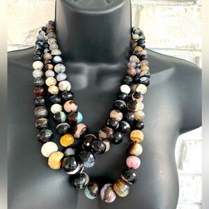 Multicolor Agate  Glass Bead Necklace
